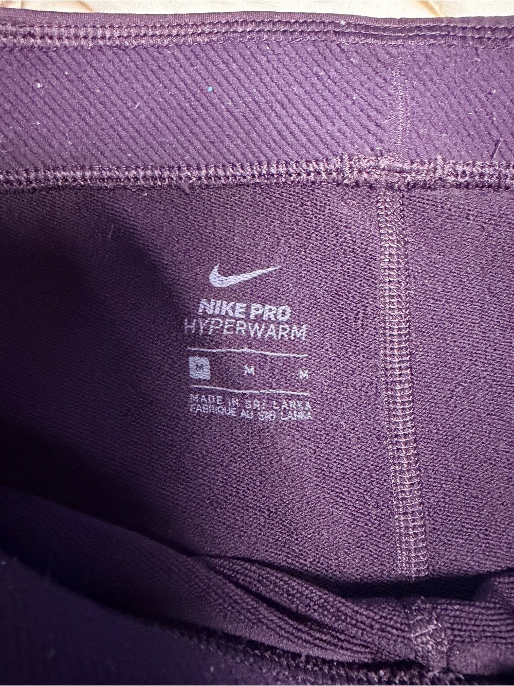 Nike Pro Hyperwarm Leggings Medium Burgundy Thermal Compression Tights - Picture 2 of 8